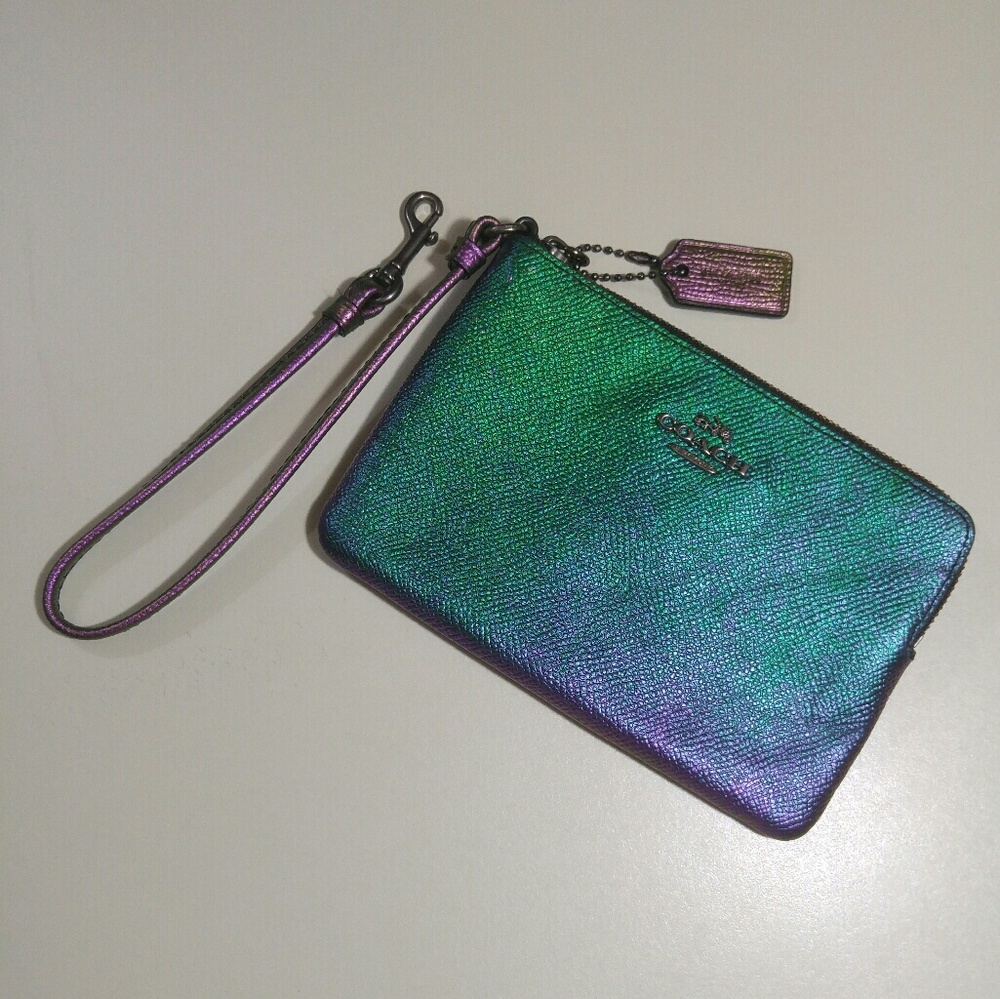 Coach Hologram Corner Zip Clip Wristlet